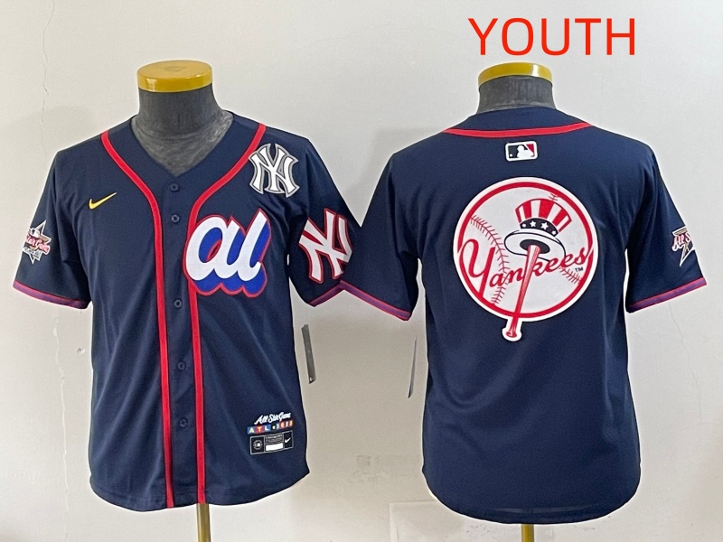 Youth 2025 New York Yankees Blank Drak Blue All star Blank Blue Nike MLB Jersey style 8->youth mlb jersey->Youth Jersey